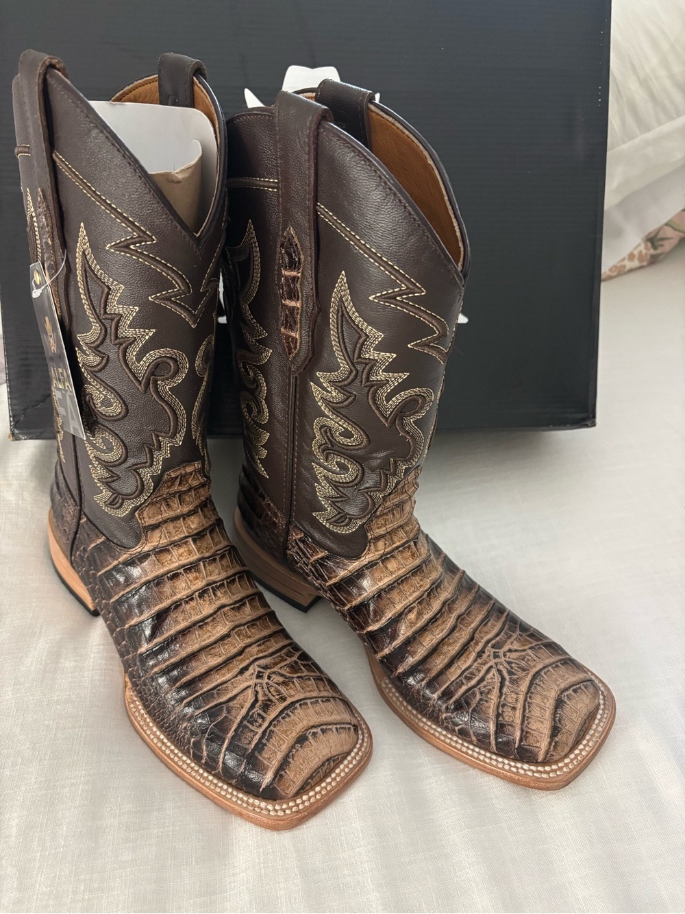 Men's Brown Exotic Textured Western Boots - Stylish Cowboy Work Boots